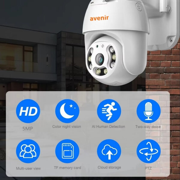 AV-M20 5MP CCTV Kablosuz İki Yolu Ses Onvif Destekli Waterproof Ptz WIFI IP Kamera - Görsel 2