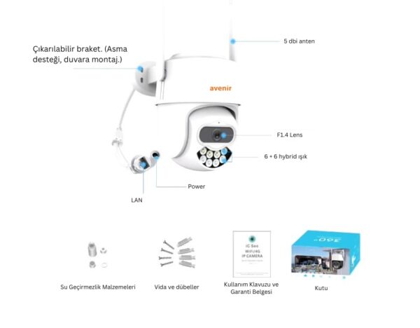 Avenir AV-S305 2MP WiFi Speed Dome IP66 IP Kamera PTZ Pan/Tilt ICSEE App - Görsel 14