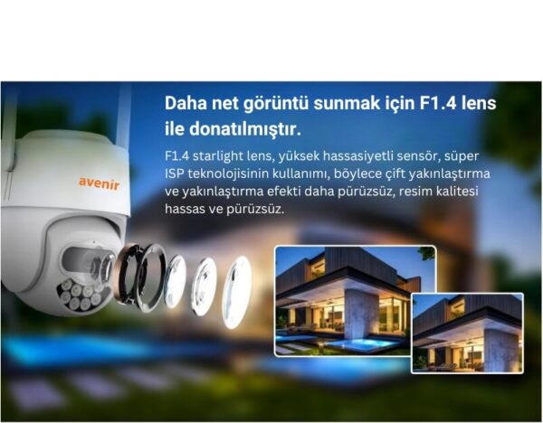 Avenir AV-S305 2MP WiFi Speed Dome IP66 IP Kamera PTZ Pan/Tilt ICSEE App - Görsel 8