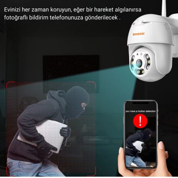 AV-M20 5MP CCTV Kablosuz İki Yolu Ses Onvif Destekli Waterproof Ptz WIFI IP Kamera - Görsel 3