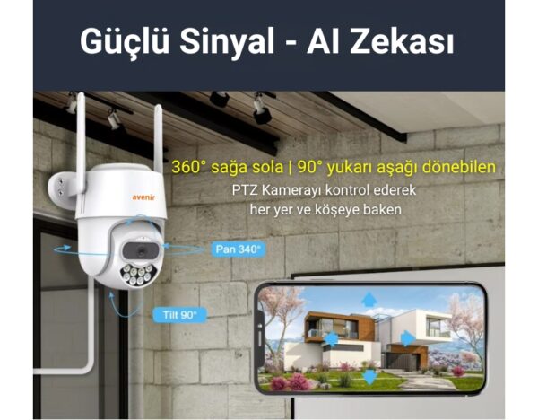 Avenir AV-S305 2MP WiFi Speed Dome IP66 IP Kamera PTZ Pan/Tilt ICSEE App - Görsel 7