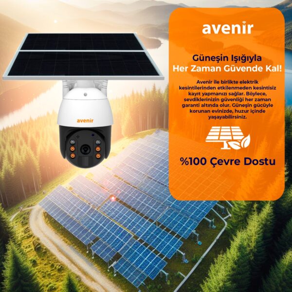 Avenir AV-S424 2MP 7/24 KAYIT Solar PTZ 4G Sim Kartlı Kamera - Görsel 3