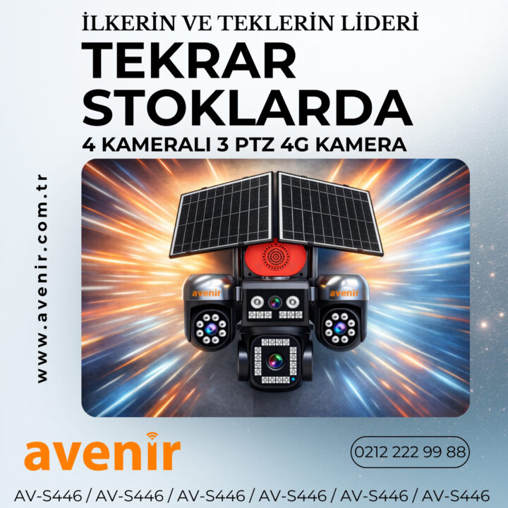 AV-S446 4 KAMERALI 3 PTZ 4G SOLAR ENERJİLİ KAMERA - Avenir